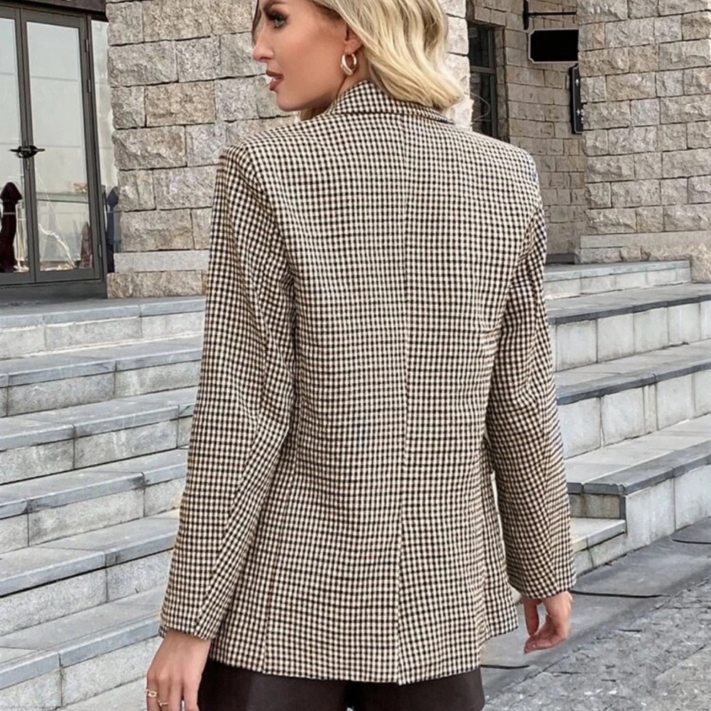Blazer jacket gingham plaid double breasted - Picture 4 of 5